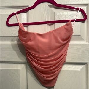 Pink Ruched Asymmetrical Camisole Top